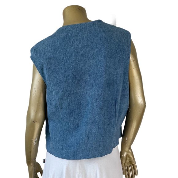 KNOT KNOTS BEADED AND SEQUINS EMBELLISHED WESTERN DENIM VEST SIZE XL - Picture 2 of 8